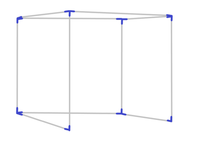 10x10 galvanized steel golf practice cage frame kit with heavy duty fittings. Assembly diagram showing fitting placement