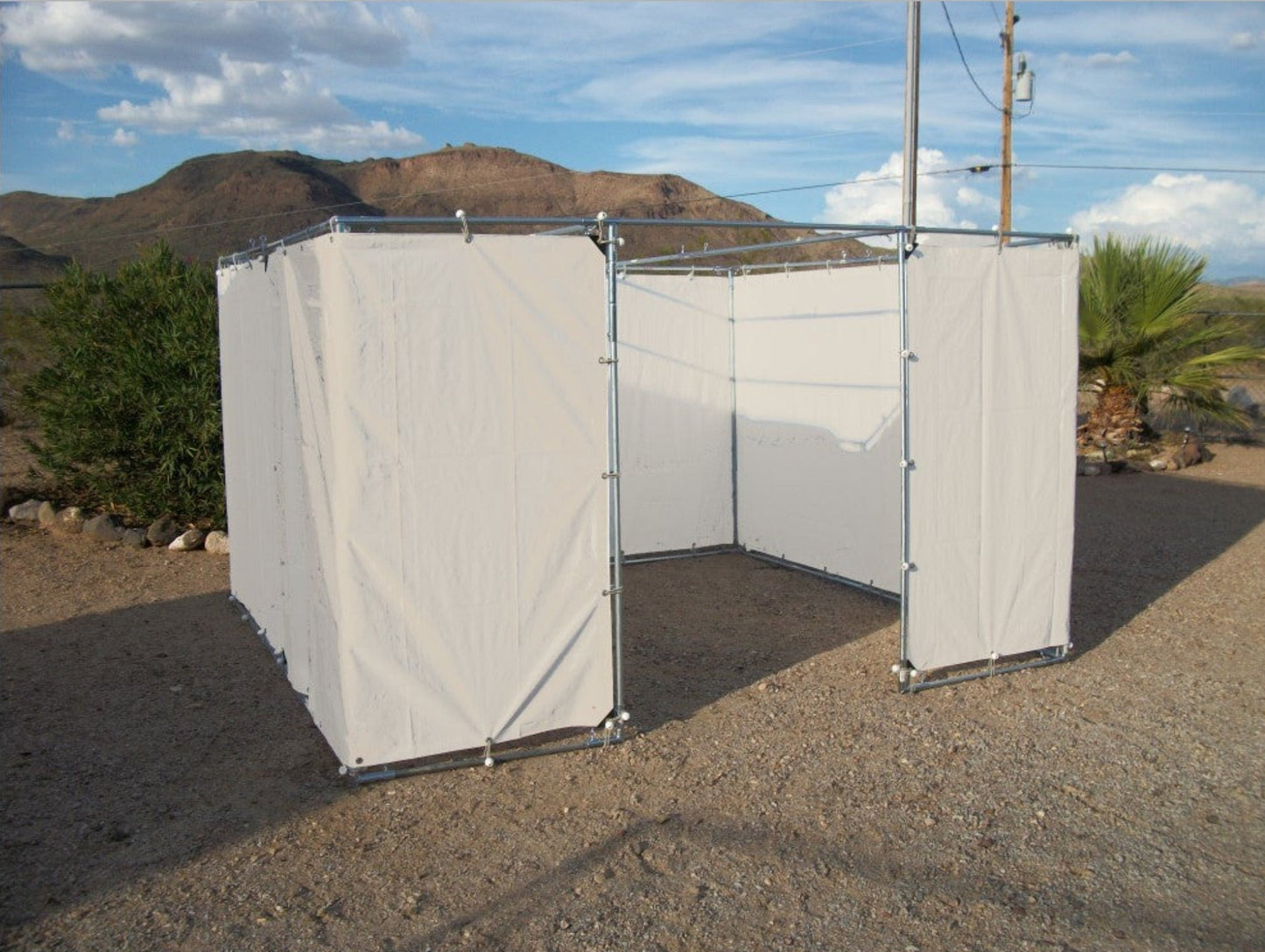 10x30 sukkah kit with tan tarp walls for Sukkot holiday