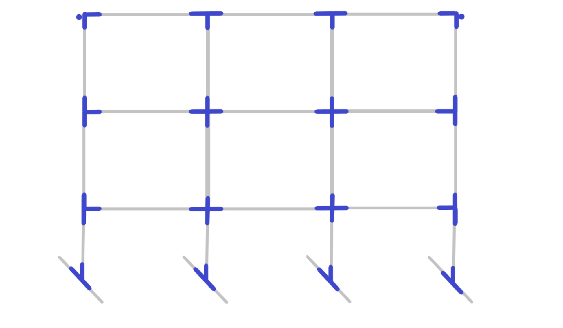 20x30 Assembly diagram for standing outdoor movie screen frame kit showing fitting placement