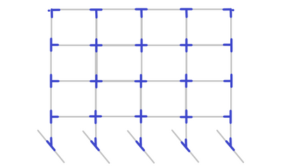 30x40 Assembly diagram for standing outdoor movie screen frame kit showing fitting placement