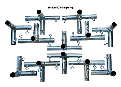 Heavy duty galvanized steel batting cage fittings with welded eye bolts for baseball and softball 50 foot kit