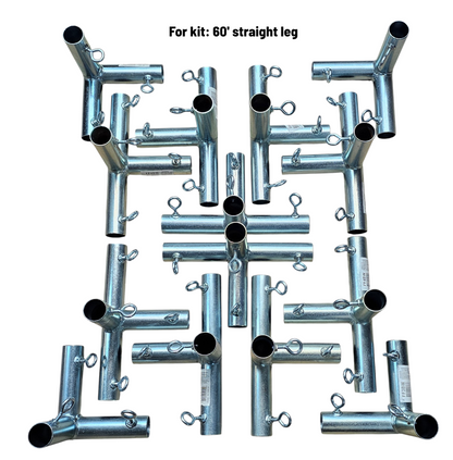 Heavy duty galvanized steel batting cage fittings with welded eye bolts for baseball and softball 60 foot kit
