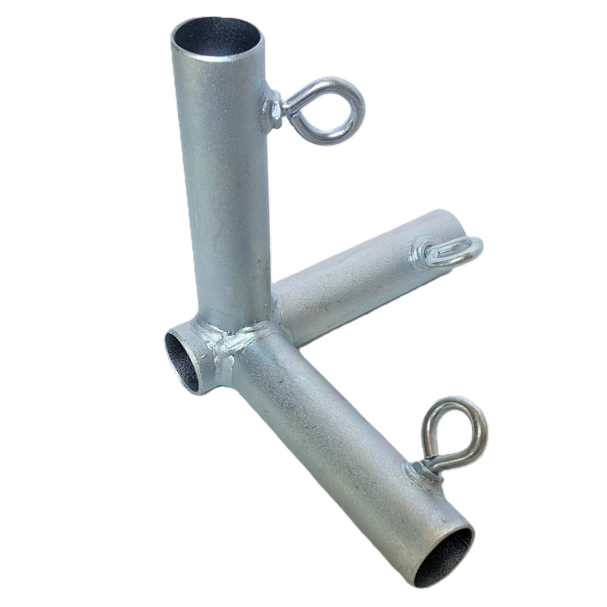 Heavy duty galvanized steel 3-way corner slider canopy fitting with eye bolts