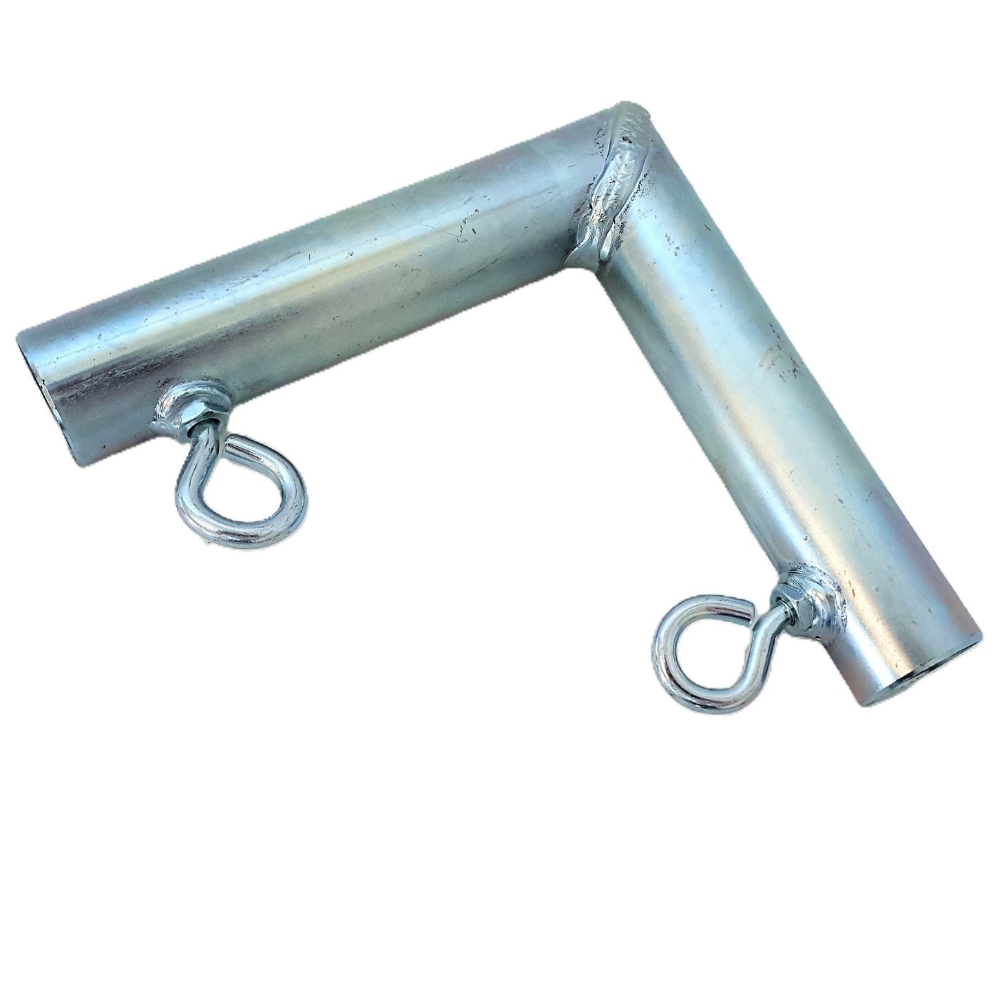 Heavy duty galvanized steel 2-way L shaped corner canopy fitting with eye bolts