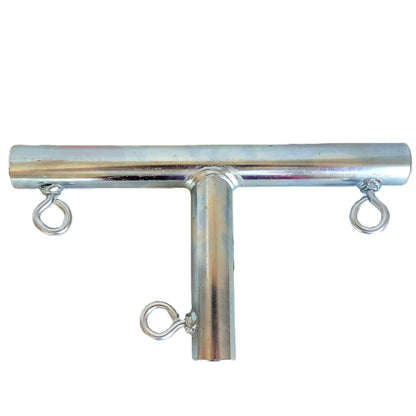 Heavy duty galvanized steel 3-way T shaped canopy fitting with 90-degree angles