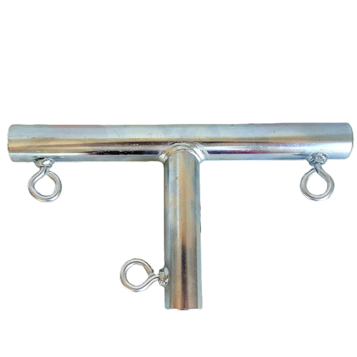 Heavy duty galvanized steel 3-way T shaped canopy fitting with 90-degree angles