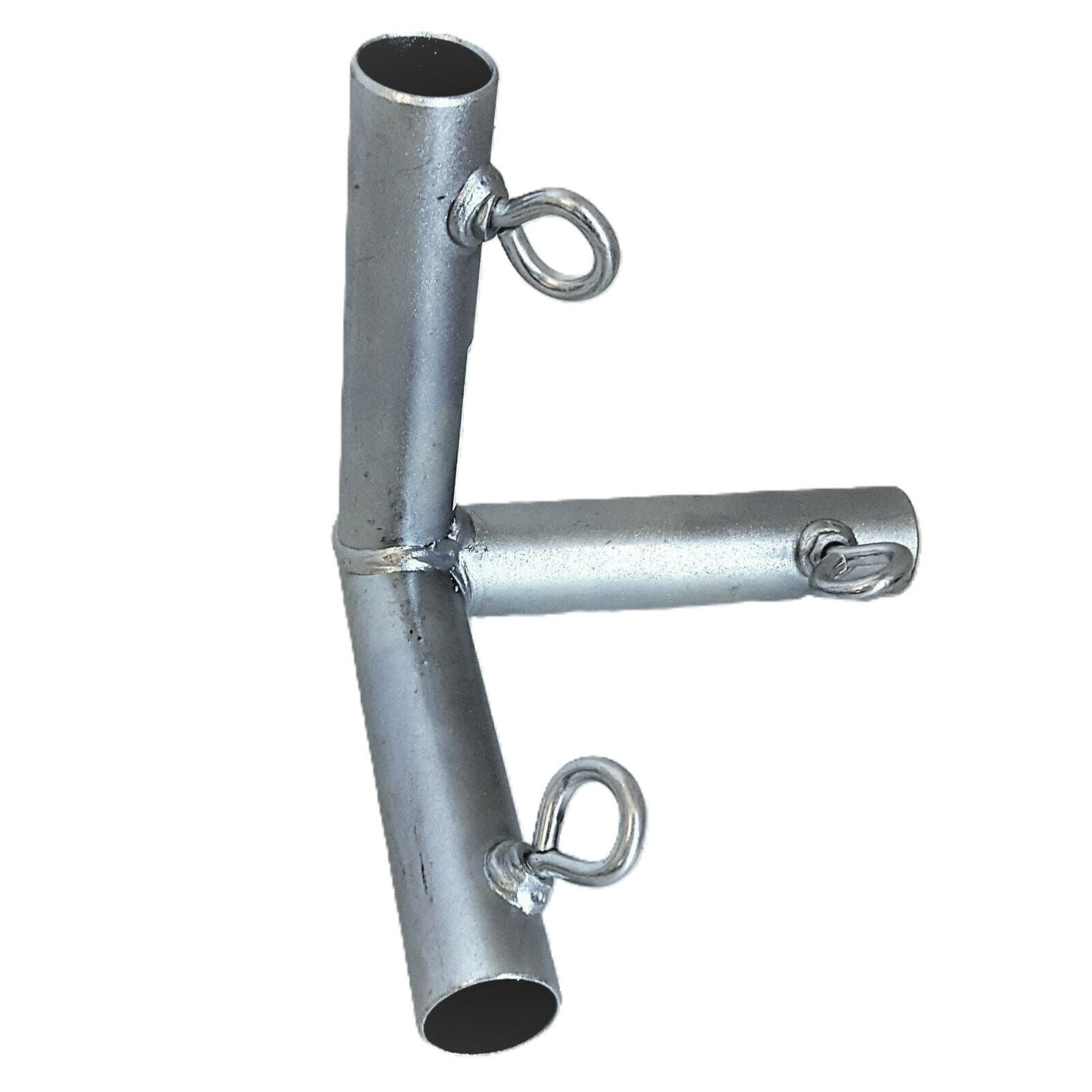 Heavy duty galvanized steel 3-way flat corner canopy fitting with 90-degree angles