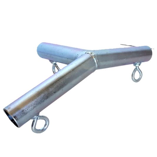 Heavy duty galvanized steel 3-way top end low peak canopy fitting with eye bolts