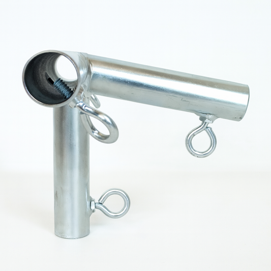 Heavy duty galvanized steel 4-way lean to slope canopy fitting with eye bolts