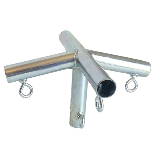Heavy duty galvanized steel 5-way low peak top center with leg canopy fitting with eye bolts