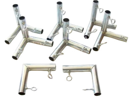 Heavy duty galvanized steel golf cage fitting with hand tightening eye bolts for 10x10 kit