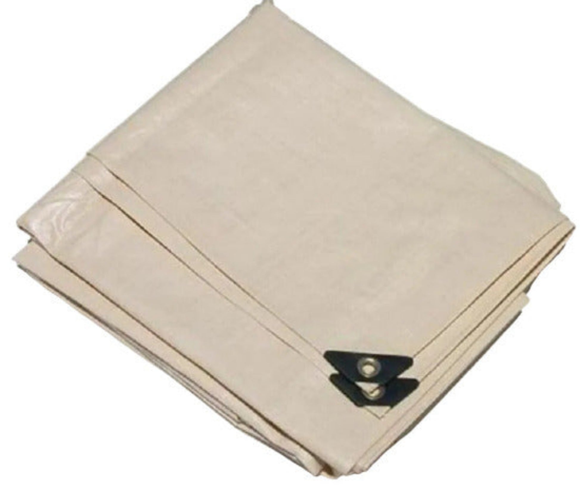 Tan Beige heavy duty 12 mil poly tarp with reinforced edges and grommets