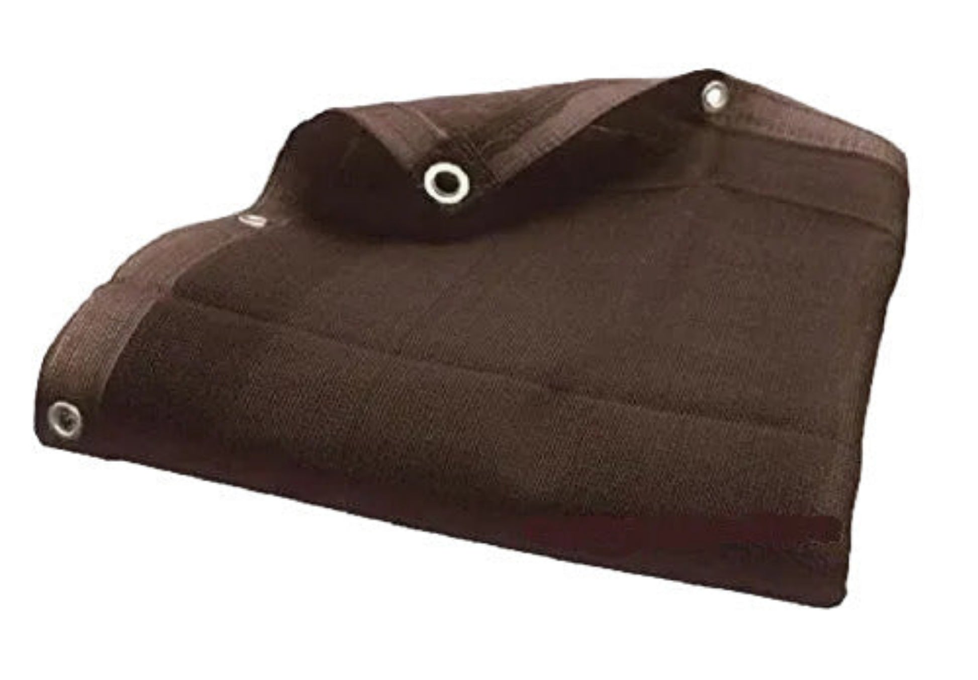 Brown mesh screen shade tarp with grommets providing 70% to 75% shade and airflow