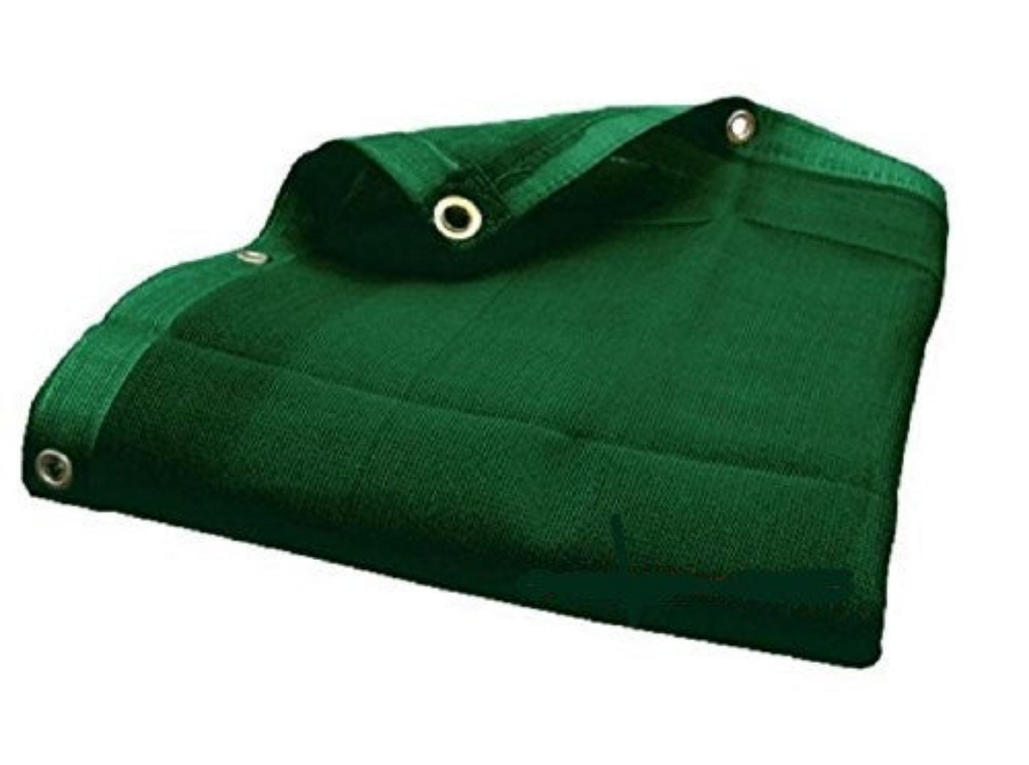 Green mesh screen shade tarp with grommets providing 70% to 75% shade and airflow