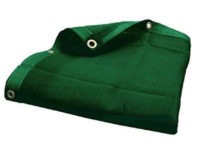 Green mesh screen shade tarp with grommets providing 70% to 75% shade and airflow