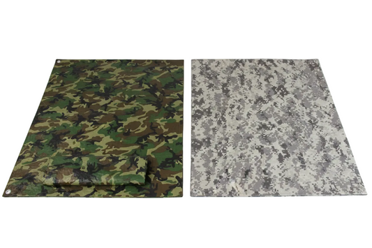medium duty 8 mil camo poly tarp with reinforced edges and grommets