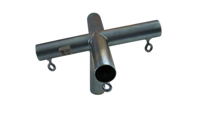 Heavy duty galvanized steel 5-way top center slant lean to canopy fitting with eye bolts