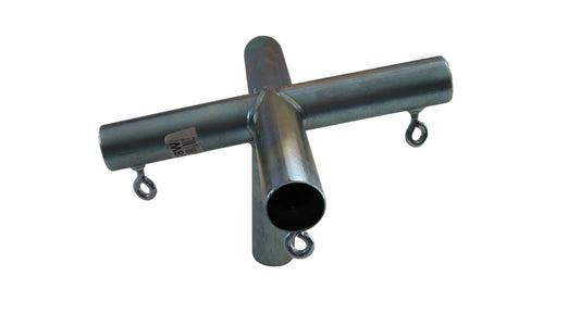 Heavy duty galvanized steel 5-way top center slant lean to canopy fitting with eye bolts
