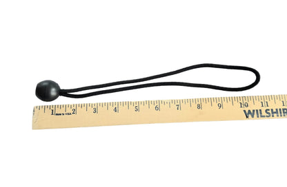 11 inch ball bungee measured against a wooden ruler