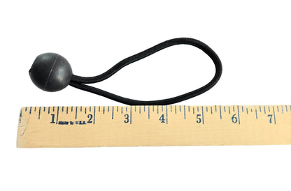6 inch ball bungee measured against a wooden ruler