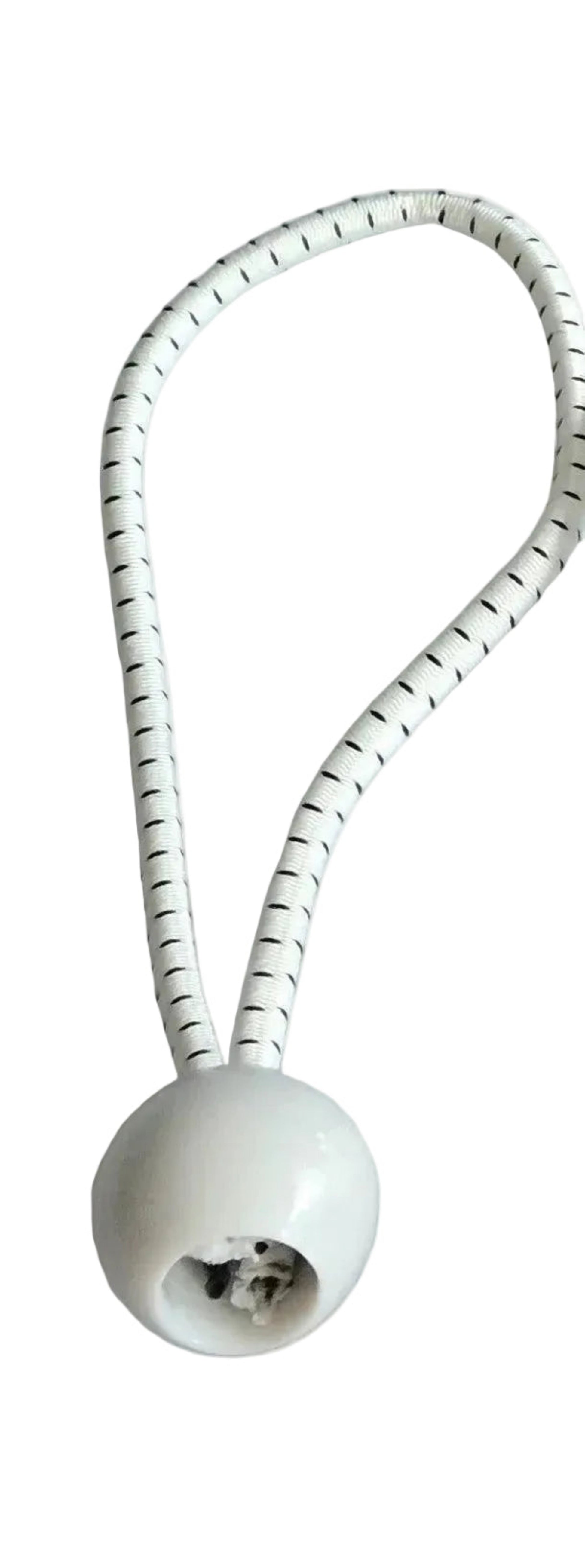 White heavy duty ball bungees with elastic cord